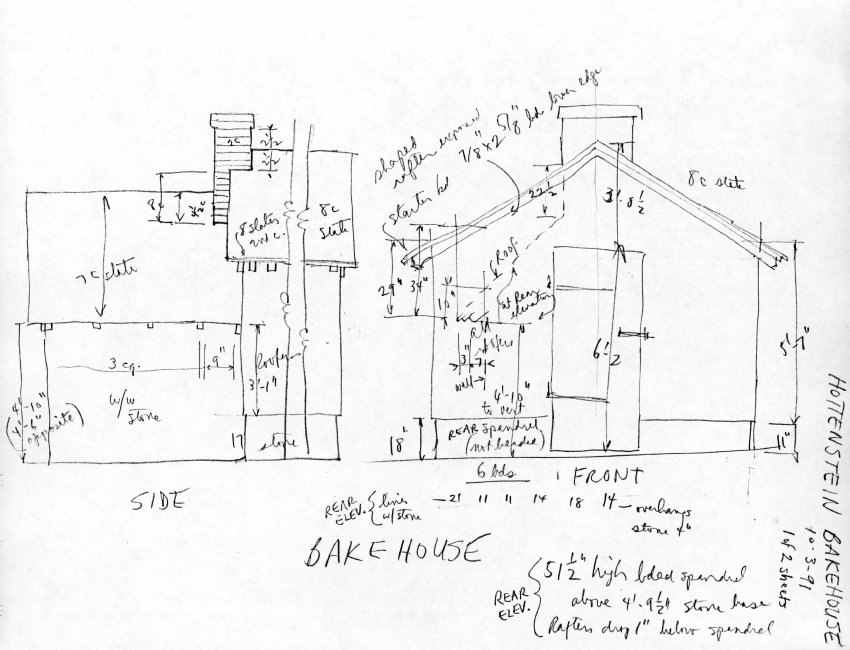 Hottenstein Bake House, unfiled HABS field notes, Page #1 (1991)