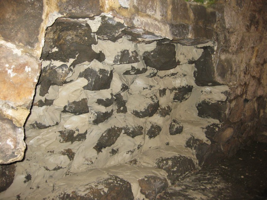 Michael Fulp House, interior cellar foundation wall restoration, #1163