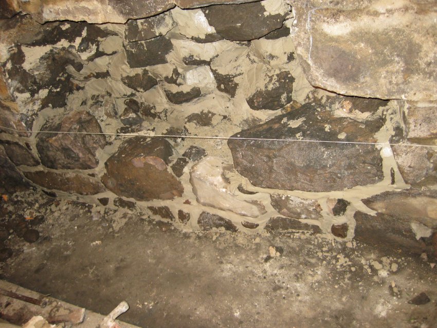Michael Fulp House, interior cellar foundation wall restoration, #1170