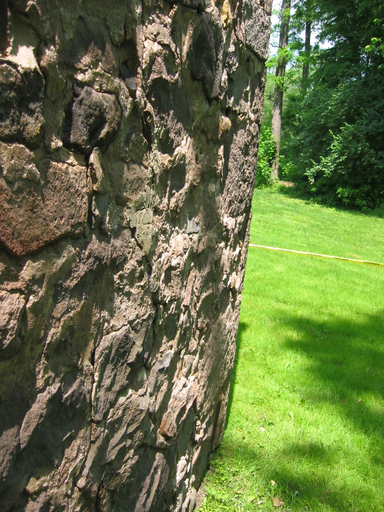 Detail of destabilized lower S gable wall of  Michael Fulp House (2009)