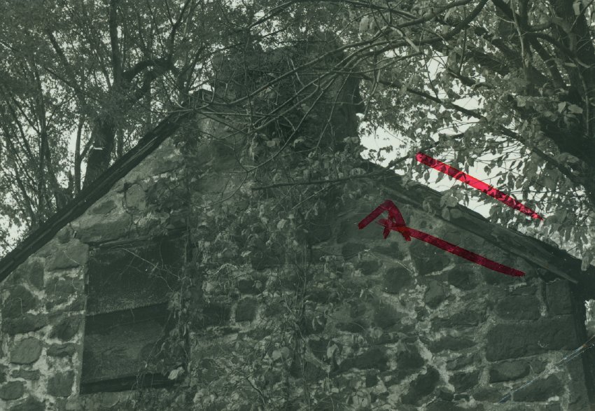 Michael Fulp House, detail of south gable wall (c.1966)