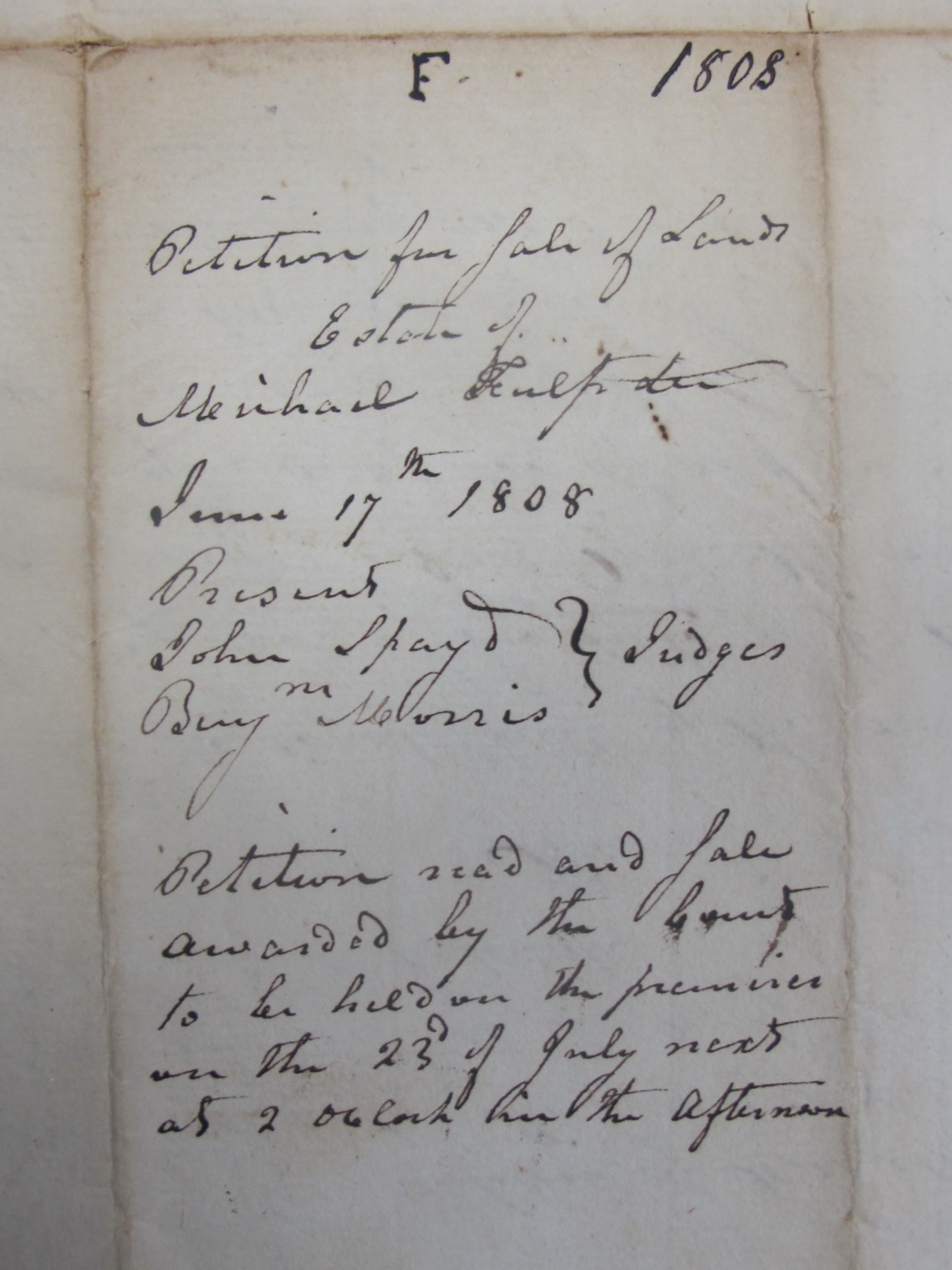 Michael Fulp estate records, see detailed caption #1634 (1808)
