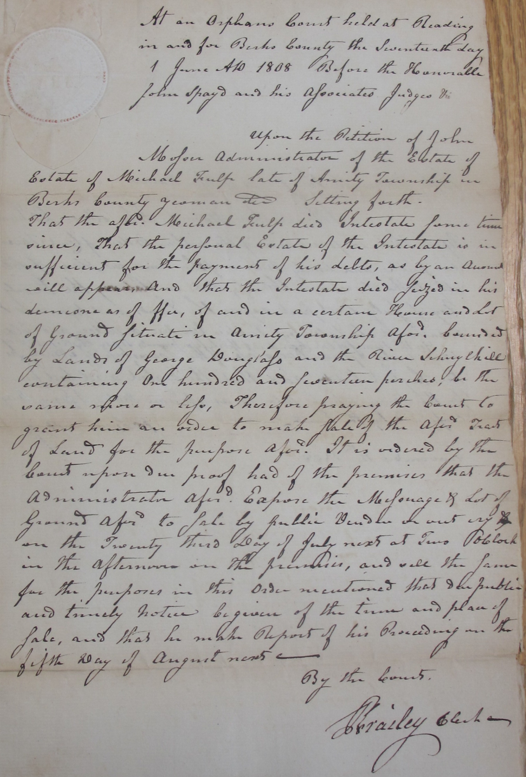 Michael Fulp estate records, see detailed caption #1636 (1808)