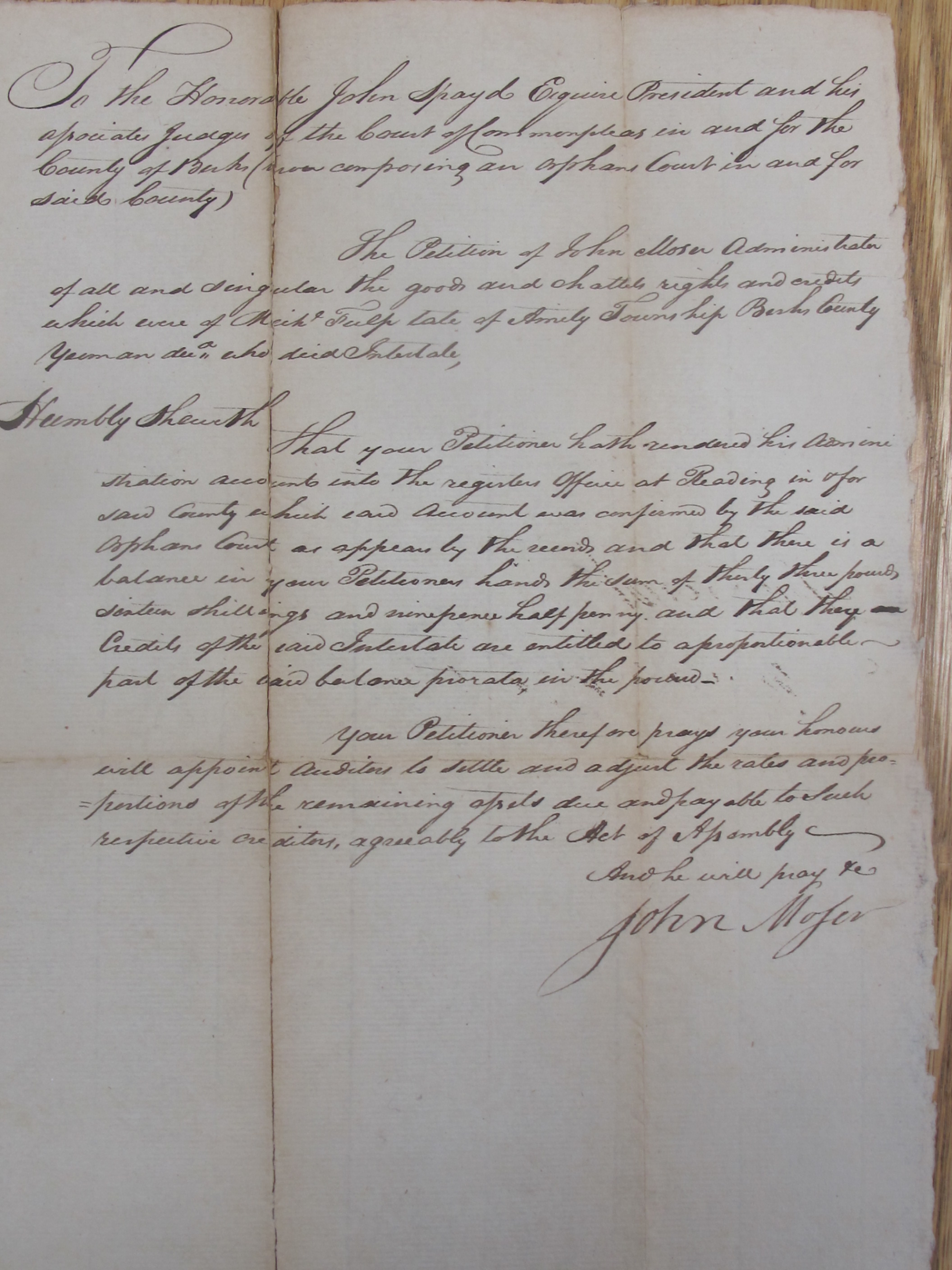 Michael Fulp estate records, see detailed caption #1638 (1808)
