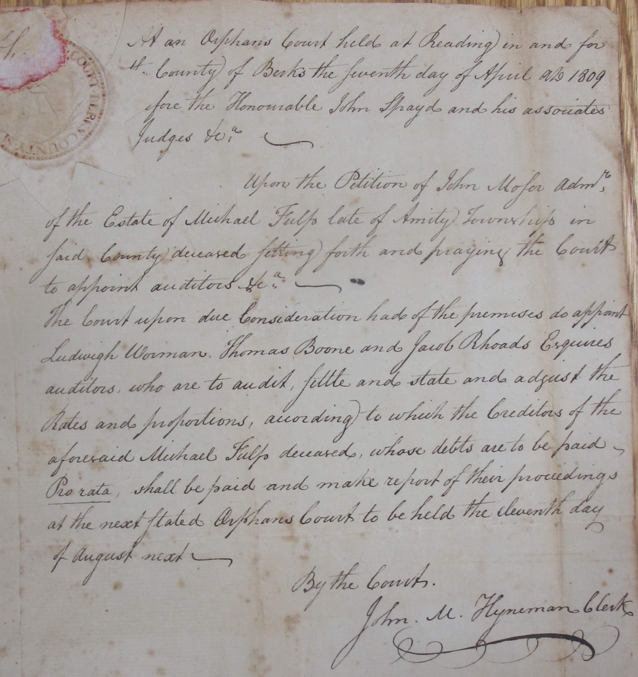 Michael Fulp estate records, see detailed caption #1642 (1812)