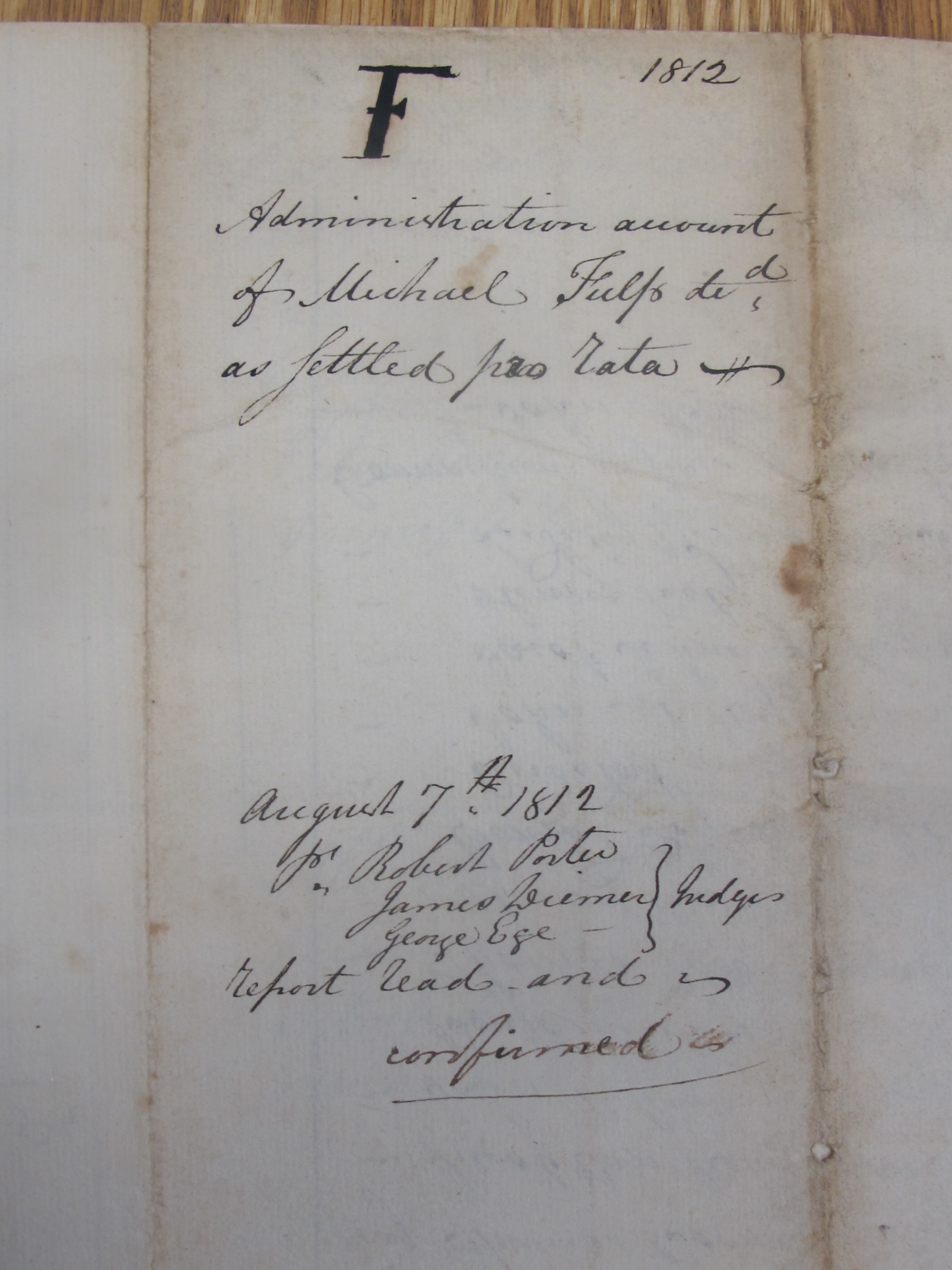 Michael Fulp estate records, see detailed caption #1648 (1812)