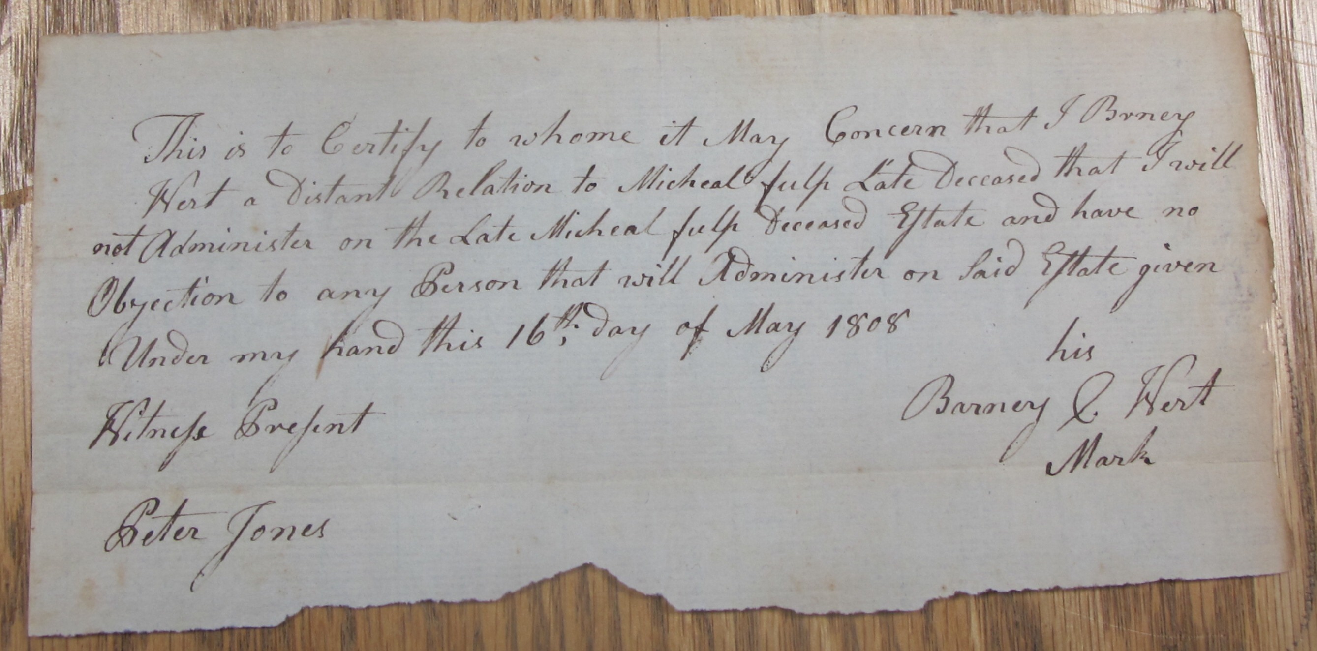 Michael Fulp estate records, see detailed caption #1621 (1808)