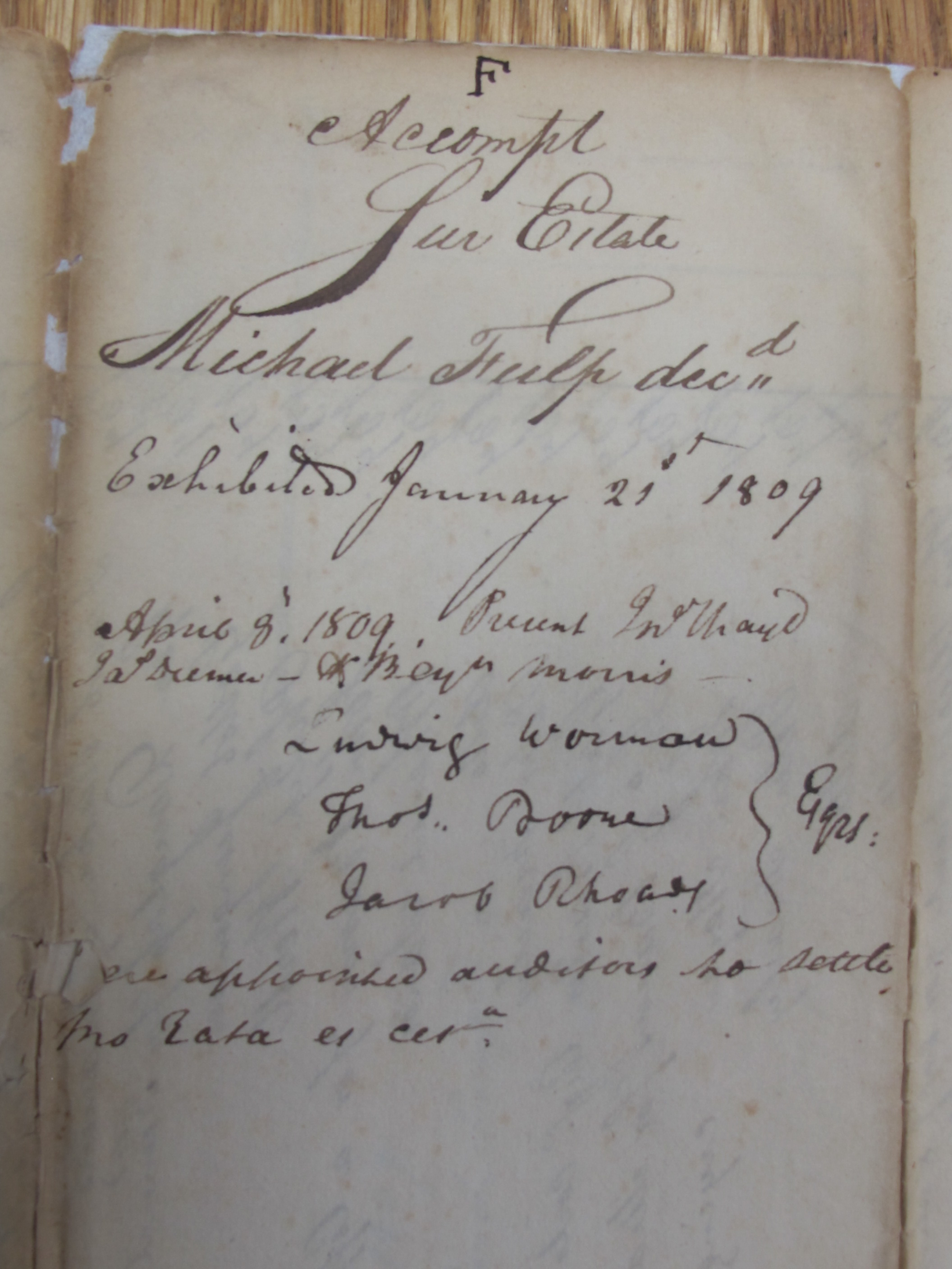 Michael Fulp estate records, see detailed caption #1629 (1809)
