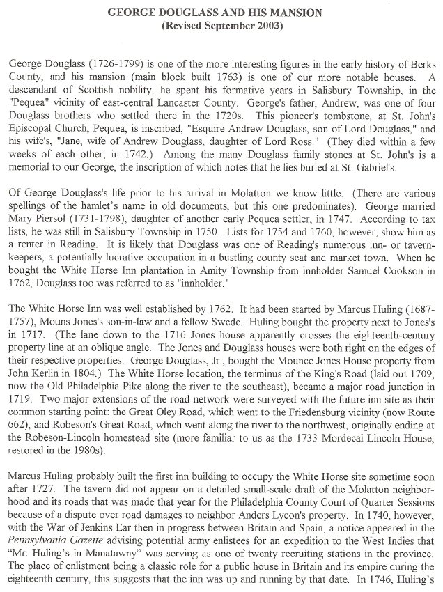 George Douglass House, Pendleton essay, page #1 (2003)