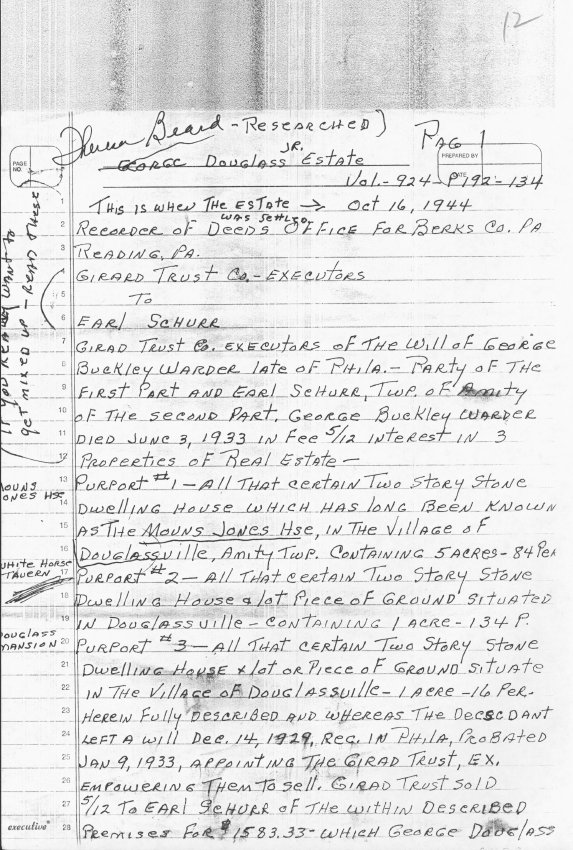 George Douglass, general info, Theresa Beard Notes, page#12