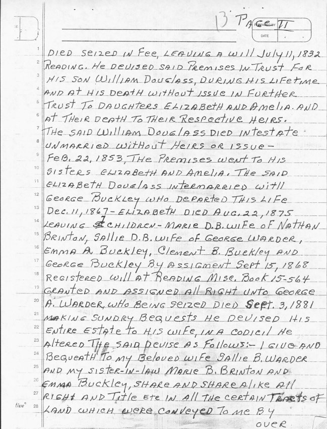 George Douglass, general info, Theresa Beard Notes, page#13