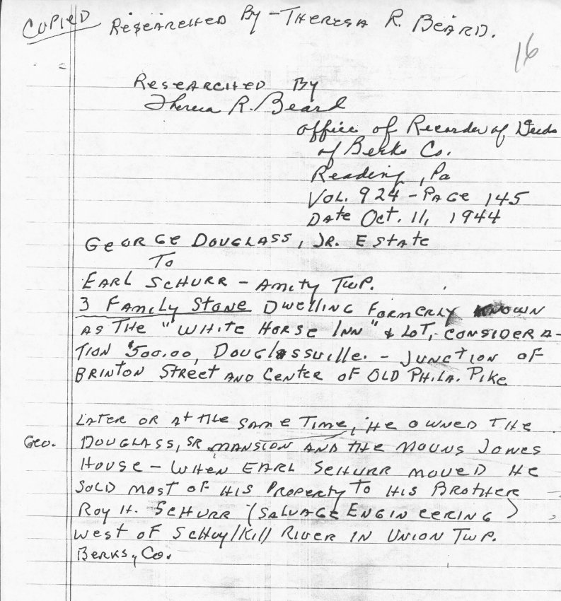 George Douglass, general info, Theresa Beard Notes, page #16