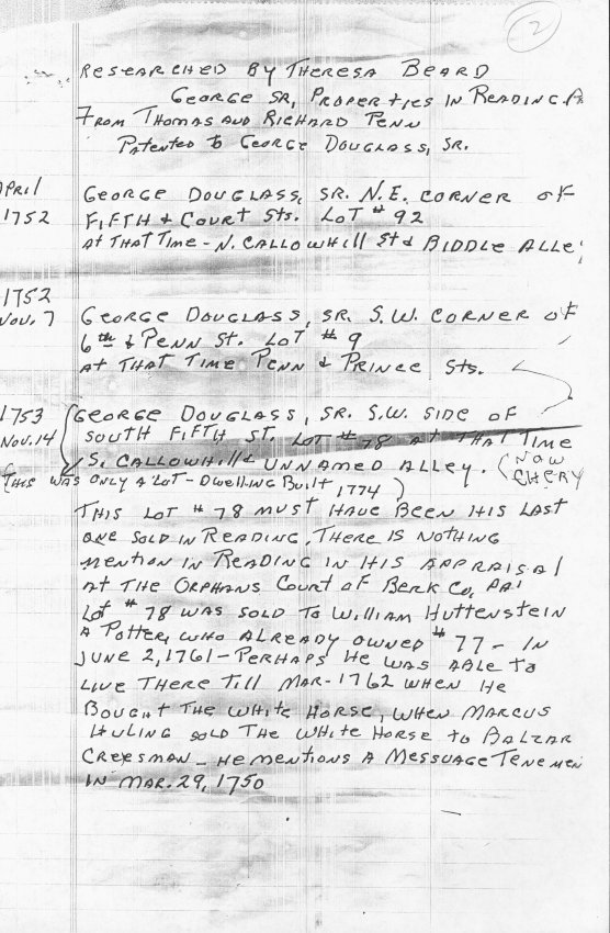 George Douglass, general info, Theresa Beard Notes, page#2