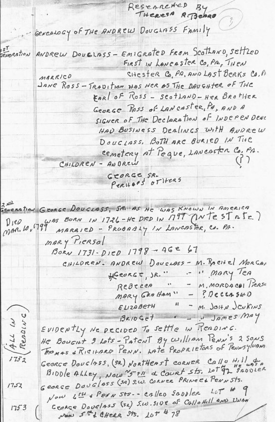 George Douglass, general info, Theresa Beard Notes, page#3