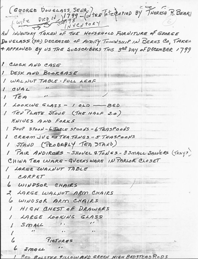 George Douglass, general info, Theresa Beard Notes, page#6