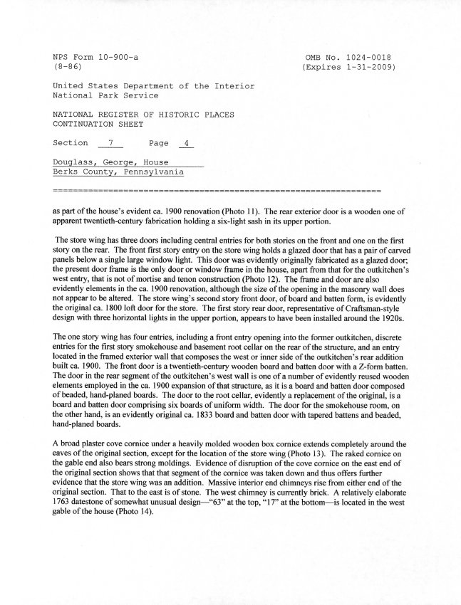 George Douglass House, National Register application, page #11 (2008)