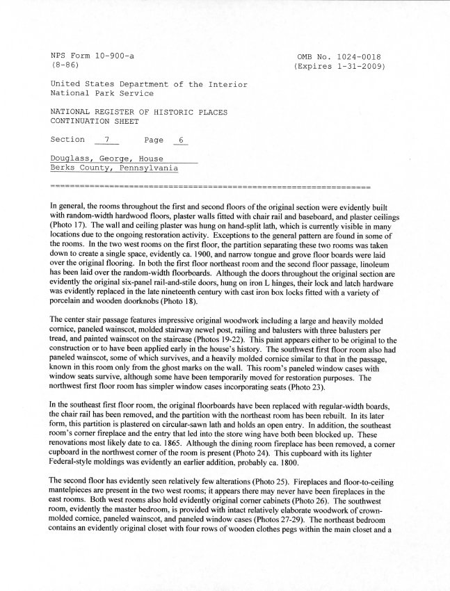 George Douglass House, National Register application, page #13 (2008)