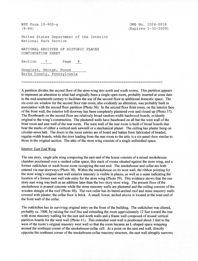 George Douglass House, National Register application, page #15 (2008)