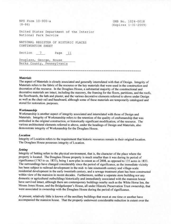 George Douglass House, National Register application, page #18 (2008)