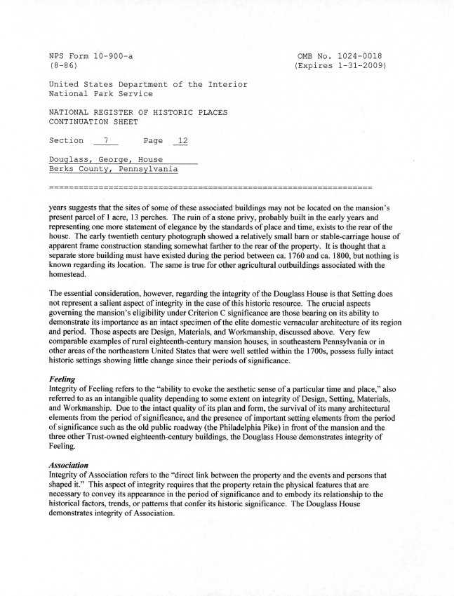 George Douglass House, National Register application, page #19 (2008)