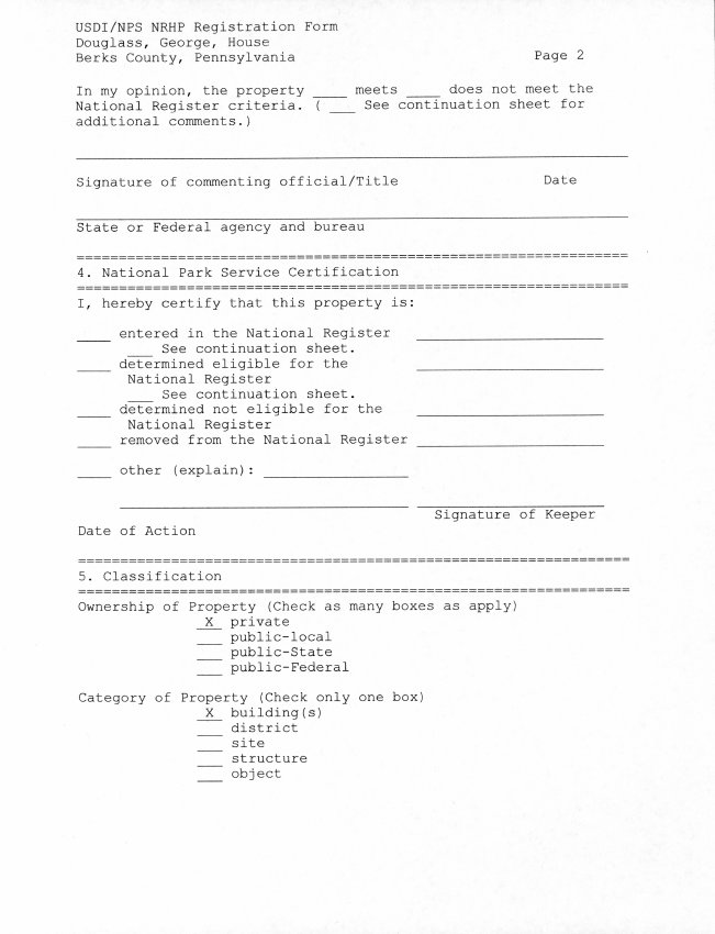 George Douglass House, National Register application, page #2 (2008)