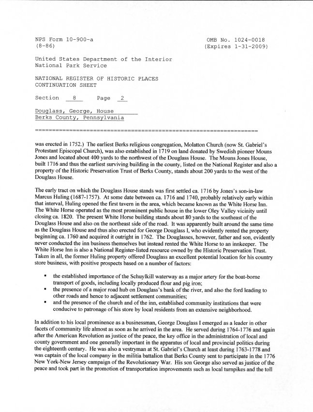 George Douglass House, National Register application, page #21 (2008)