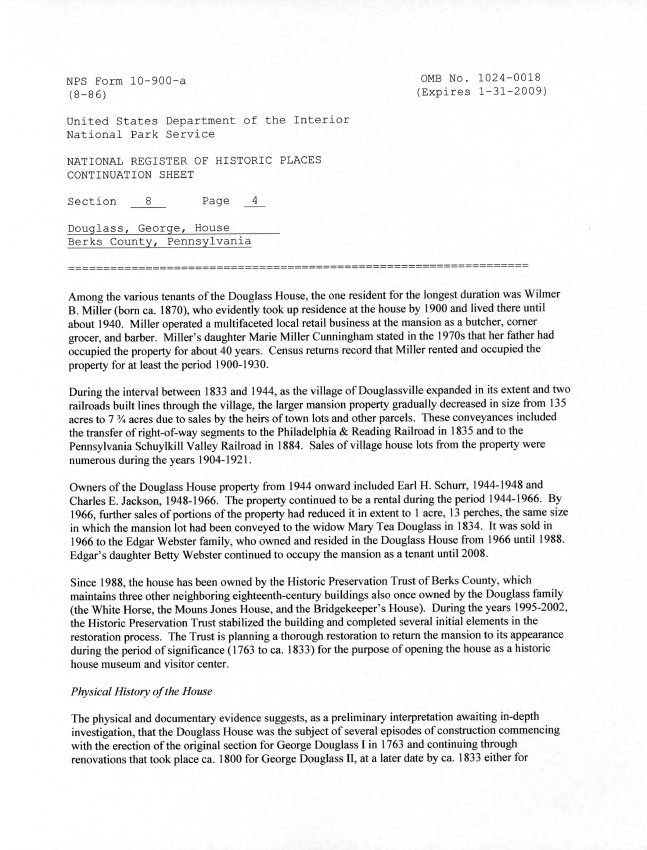George Douglass House, National Register application, page #23 (2008)