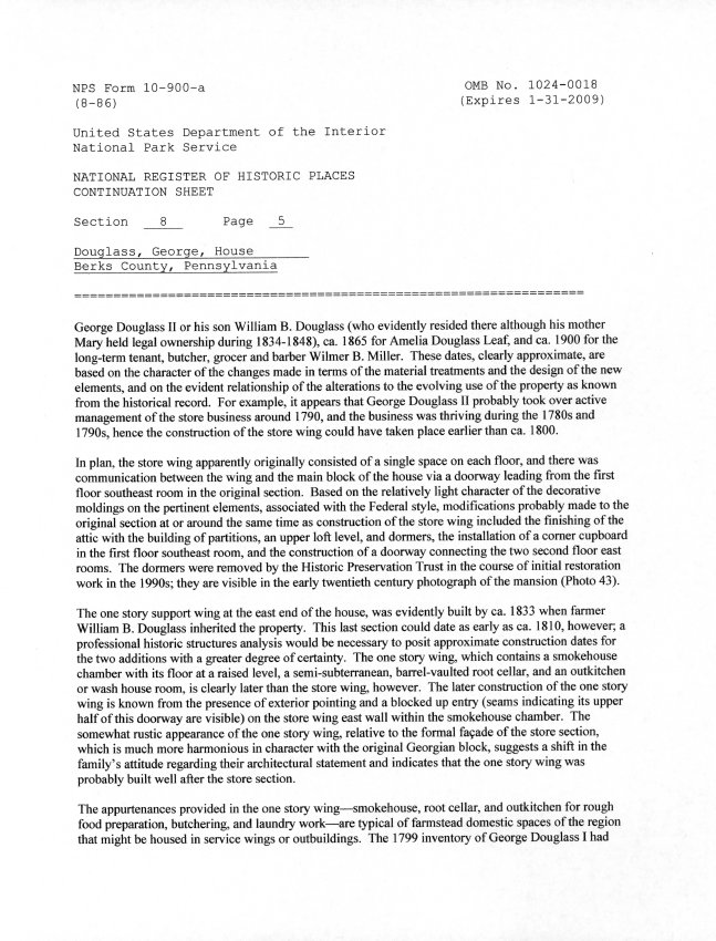 George Douglass House, National Register application, page #24 (2008)