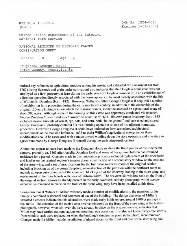 George Douglass House, National Register application, page #25 (2008)