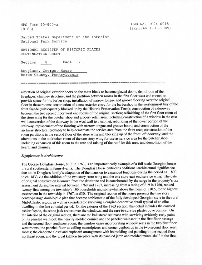 George Douglass House, National Register application, page #26 (2008)
