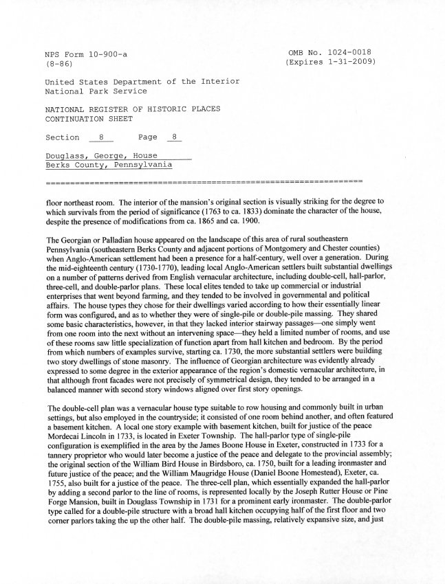 George Douglass House, National Register application, page #27 (2008)