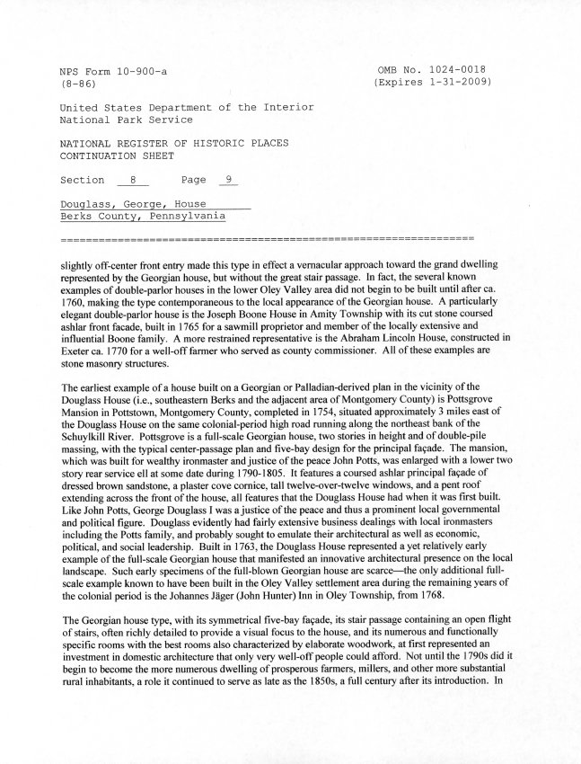 George Douglass House, National Register application, page #28 (2008)