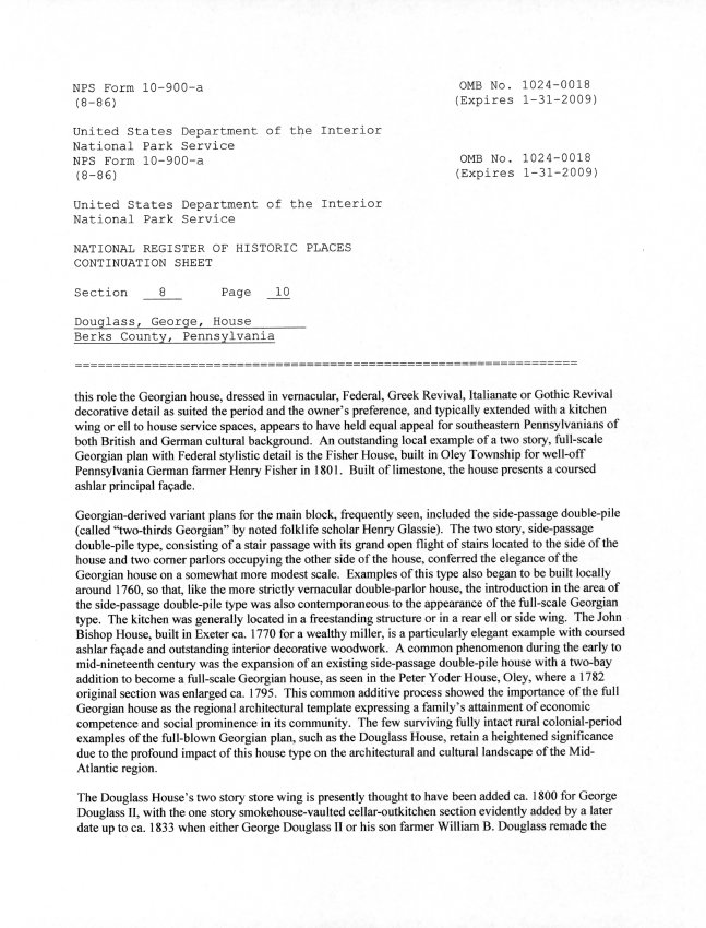 George Douglass House, National Register application, page #29 (2008)
