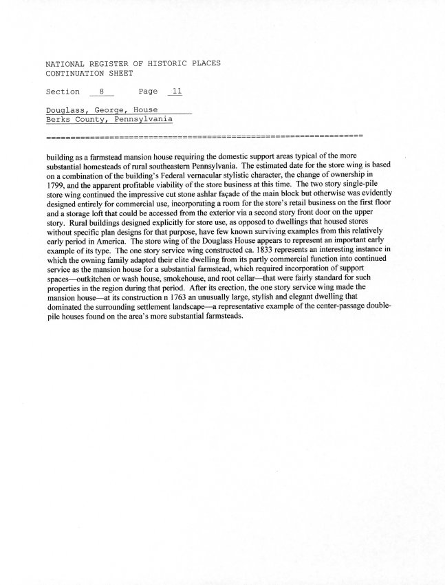George Douglass House, National Register application, page #30 (2008)