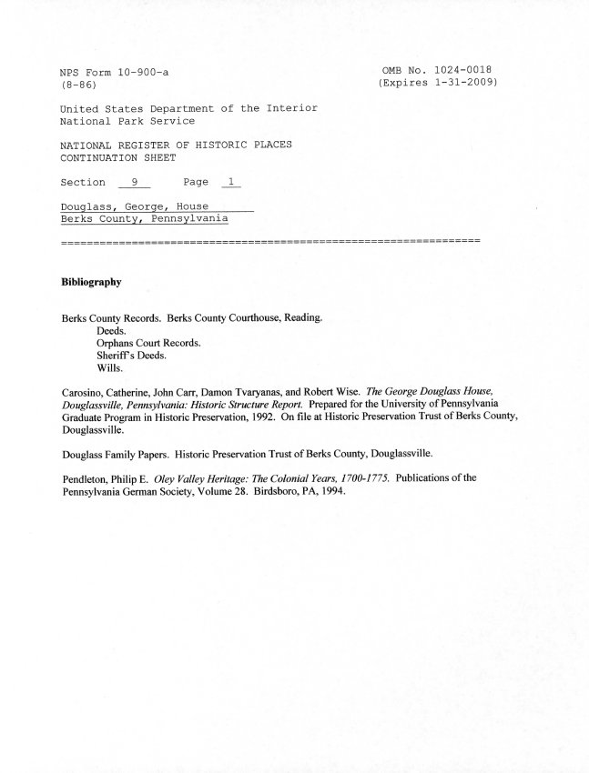 George Douglass House, National Register application, page #31 (2008)