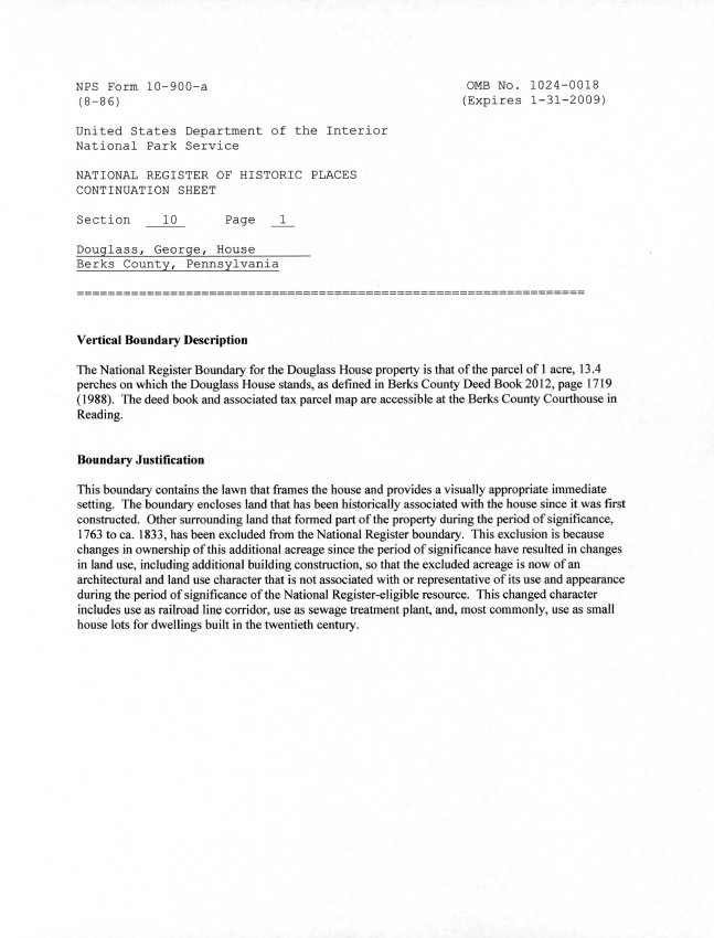 George Douglass House, National Register application, page #32 (2008)