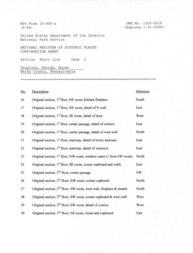 George Douglass House, National Register application, page #34 (2008)