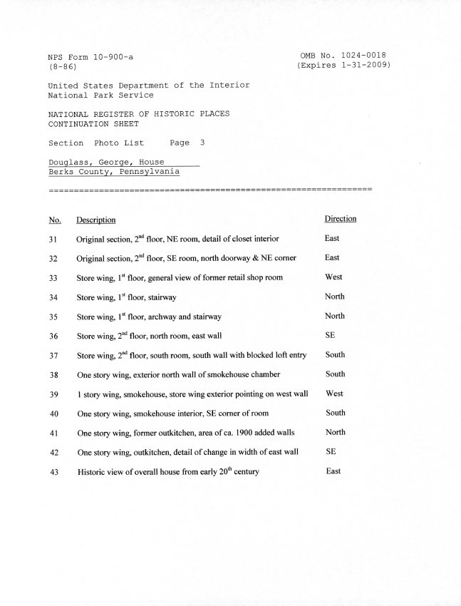 George Douglass House, National Register application, page #35 (2008)