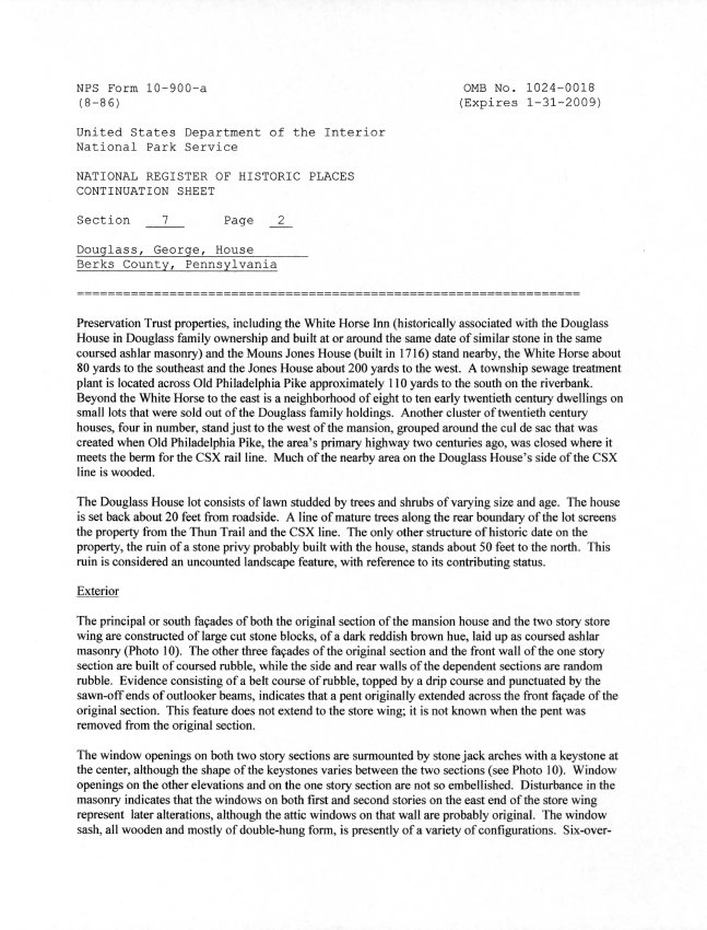 George Douglass House, National Register application, page #9 (2008)
