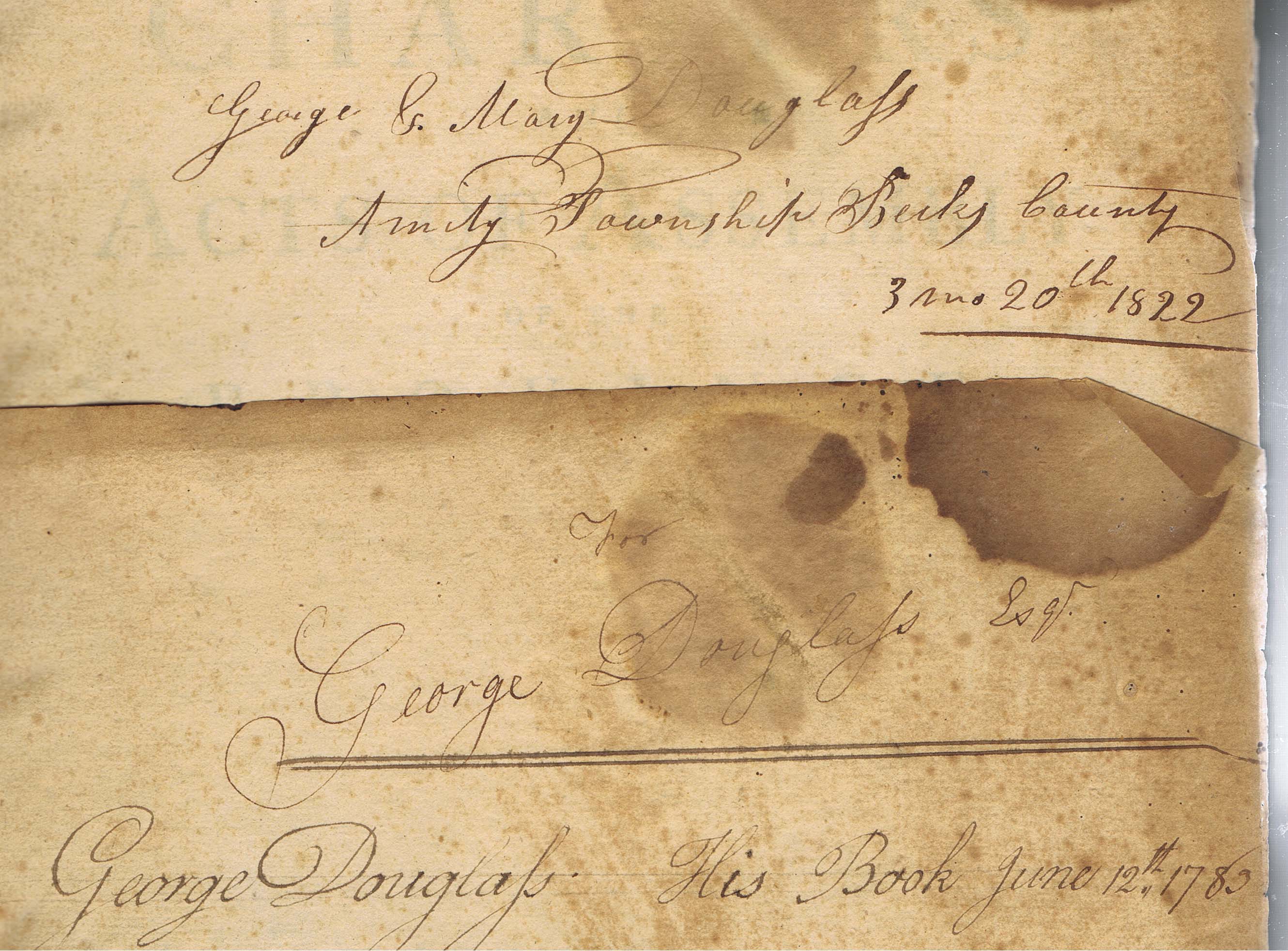 George Douglass, combined inscriptions from separate pages (1783 & 1822)