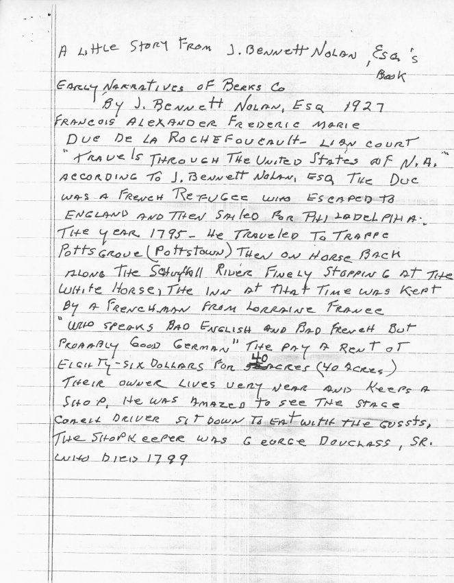 White Horse Tavern, recounted anecdote from 1795