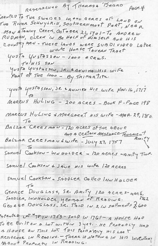 White Horse Tavern, copied chain of title, page #4, Theresa Beard Notes