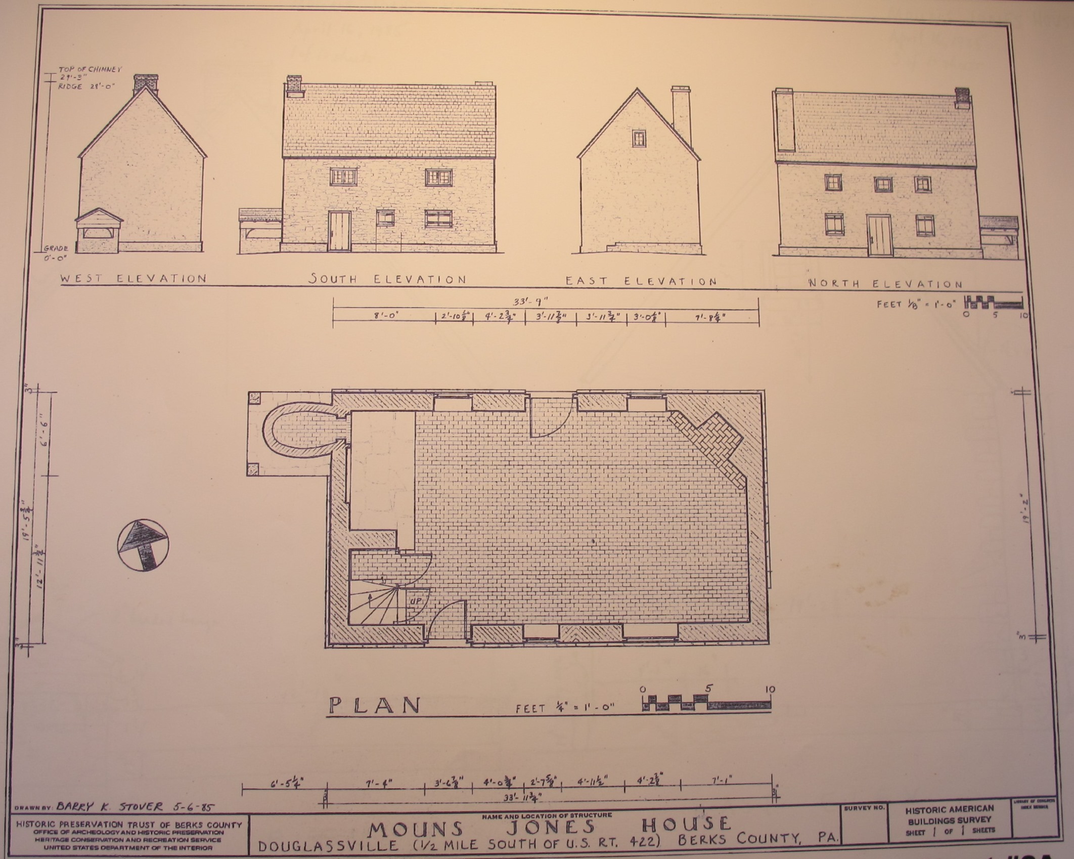 Elevation drawings based on Field Notes drawings