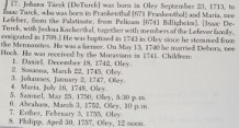 Genealogical Data for Johann DeTurk