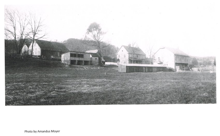 #47: Panoramic view of the Keim farmstead,c.1930, no porch on west wall