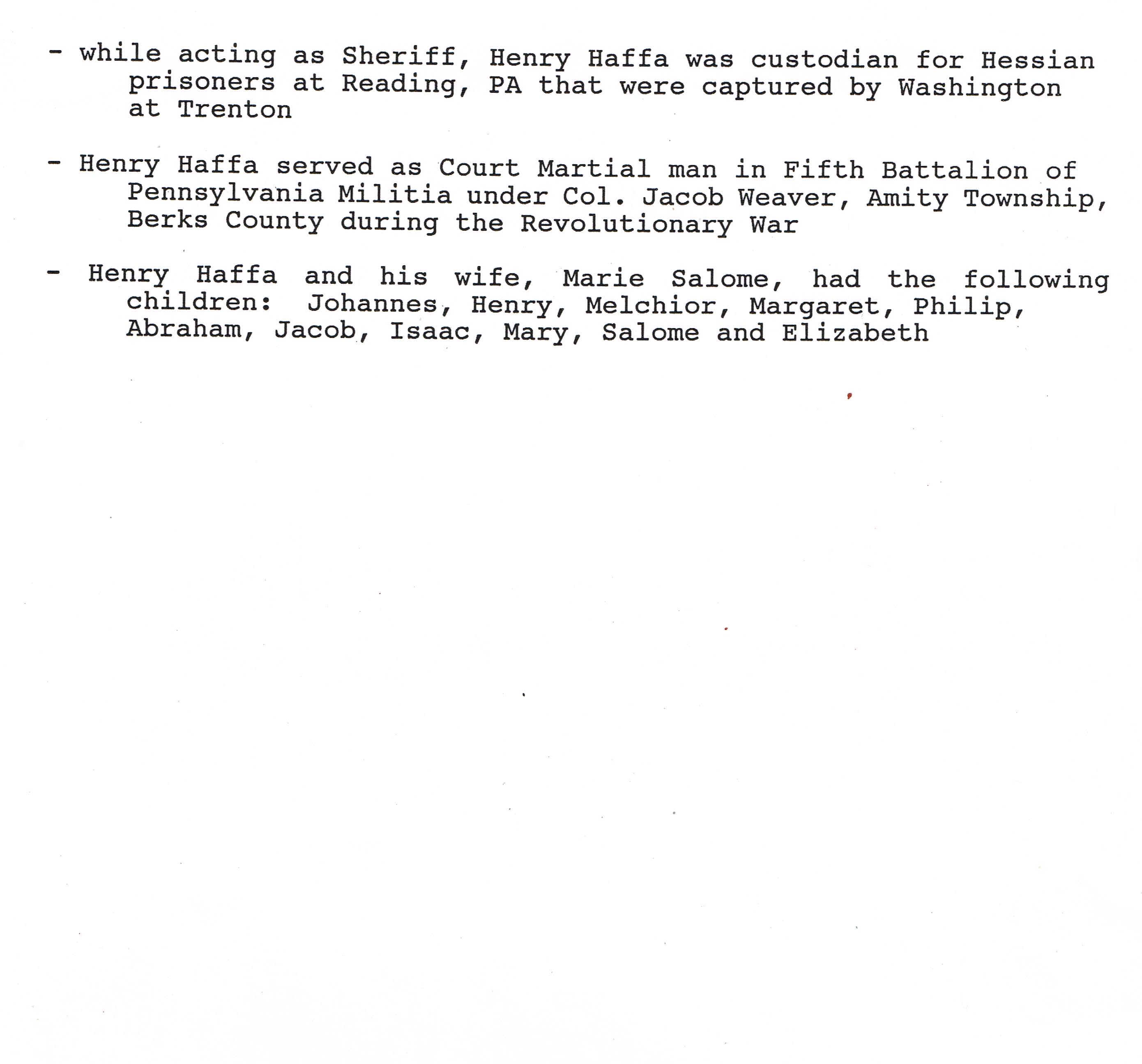 White Horse Inn, timeline for Henry Haffa, page#2