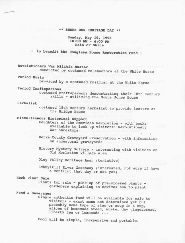 General, Share our Heritage Day flyer, page 1 (1996)