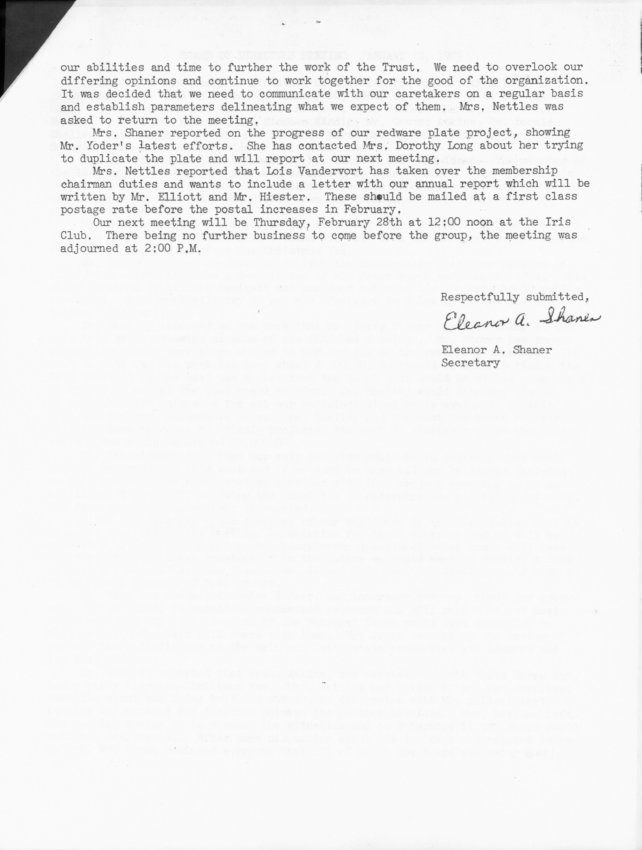 General, board meeting minuites, page 2 (1985)