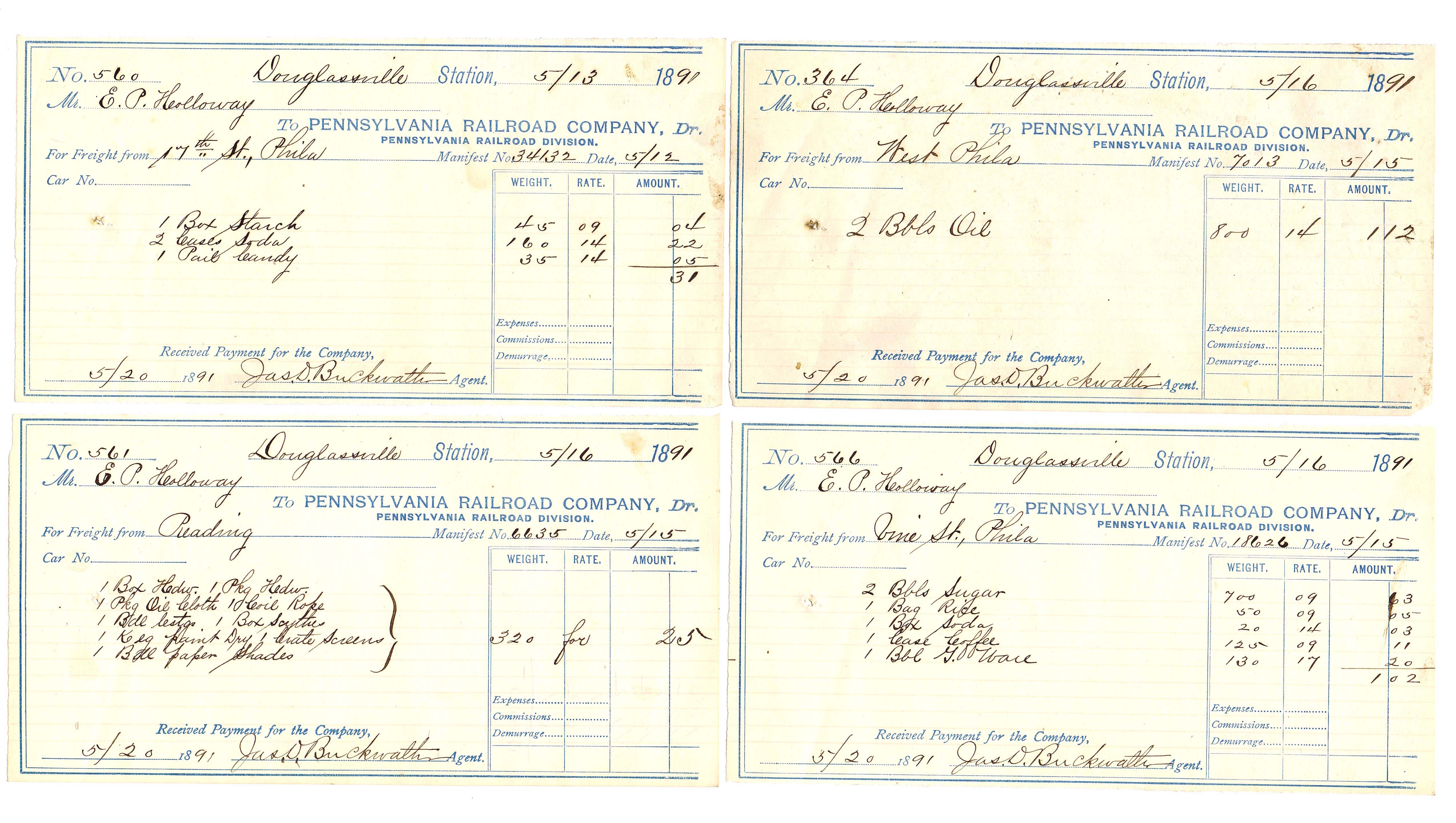 General, Douglass-Holloway freight receipt, image #2 (1891)