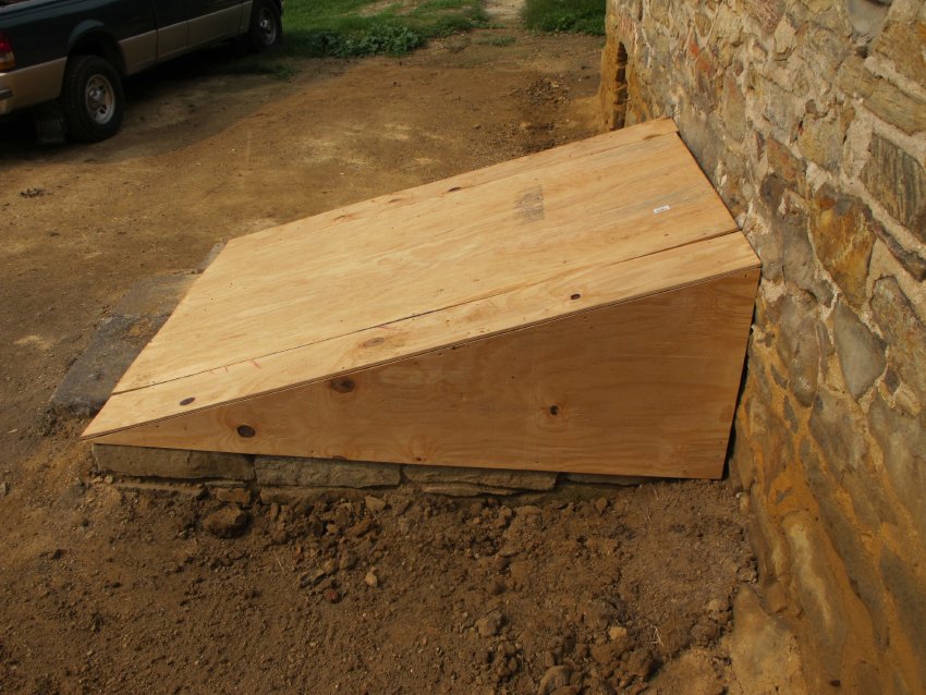 #3: 5839: Full-scale plywood cellar-cap ["bulkhead"] model